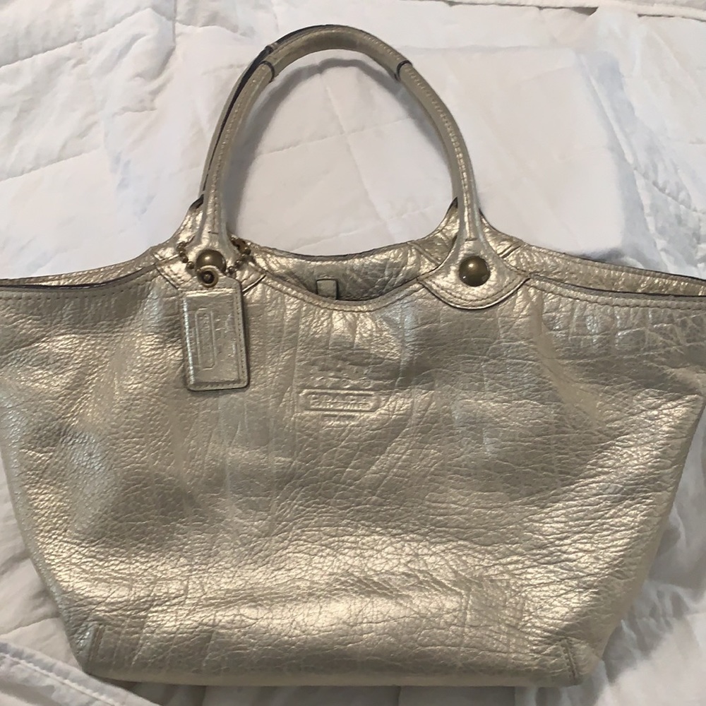 COACH Metallic Gold Leather Bleecker Shoulder bag